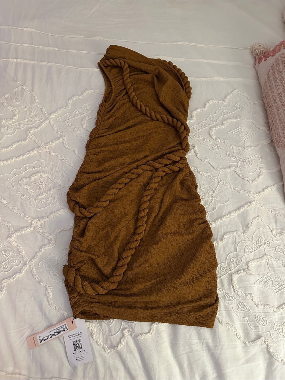 Brown Rope-Detail Bodycon Dress